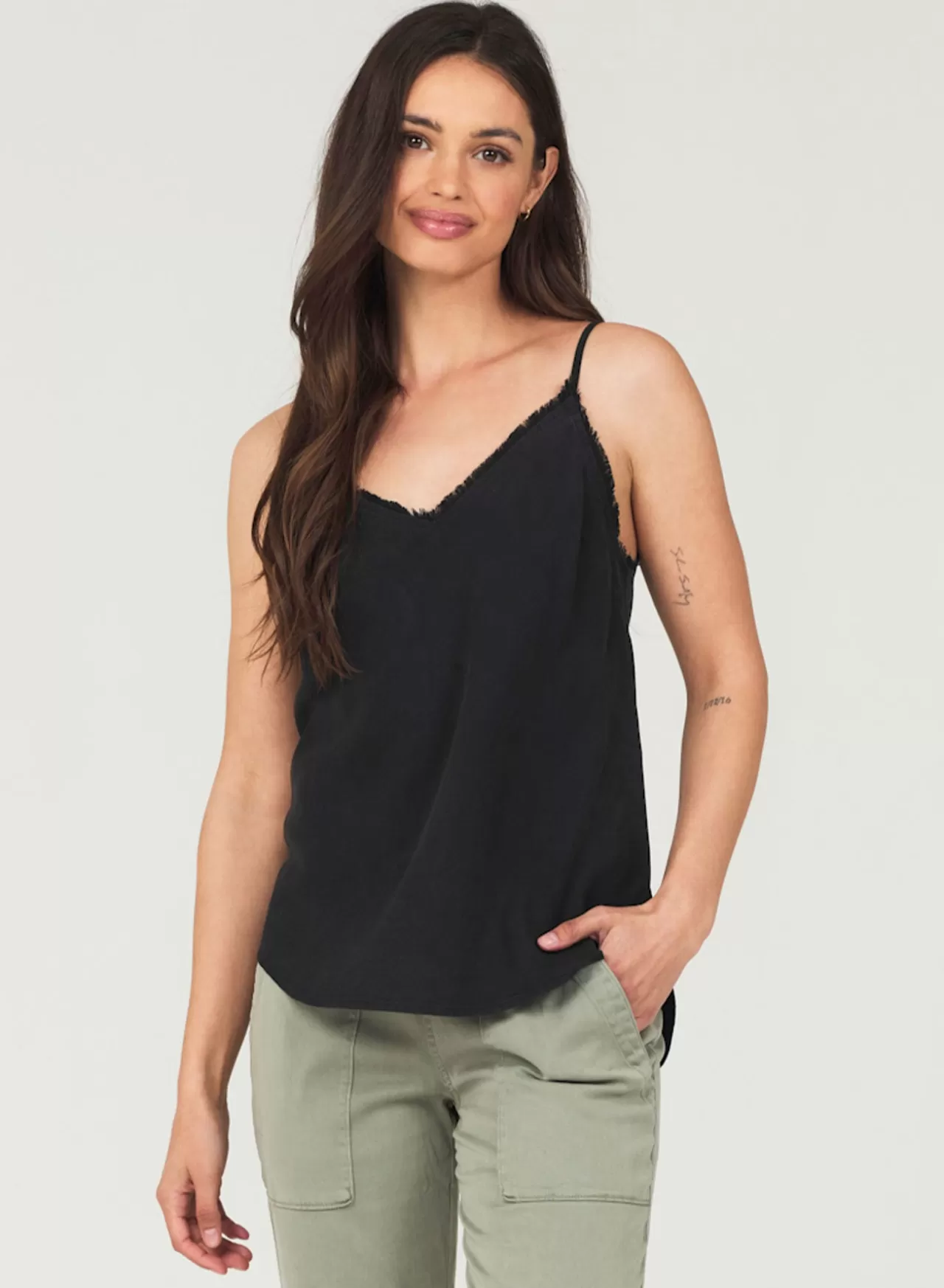 Bella Dahl Sleeveless^Frayed Tencel Cami - Vintage Black