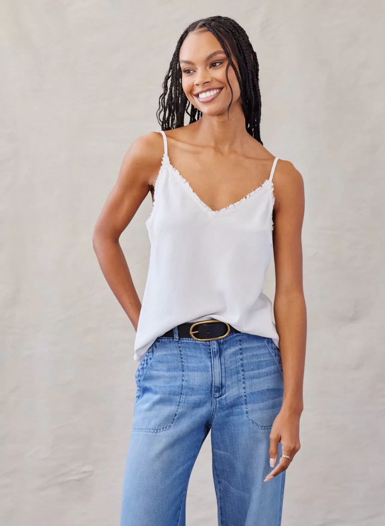 Bella Dahl Sleeveless^Frayed Tencel Cami - Foggy Sky