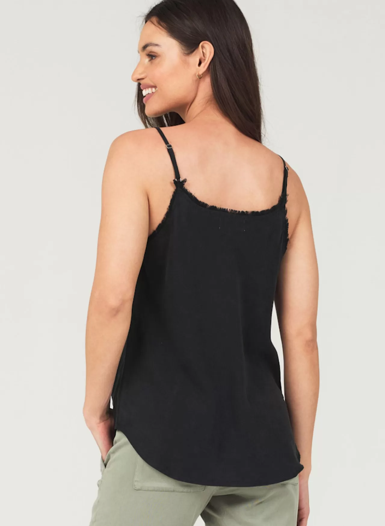 Bella Dahl Sleeveless^Frayed Tencel Cami - Vintage Black