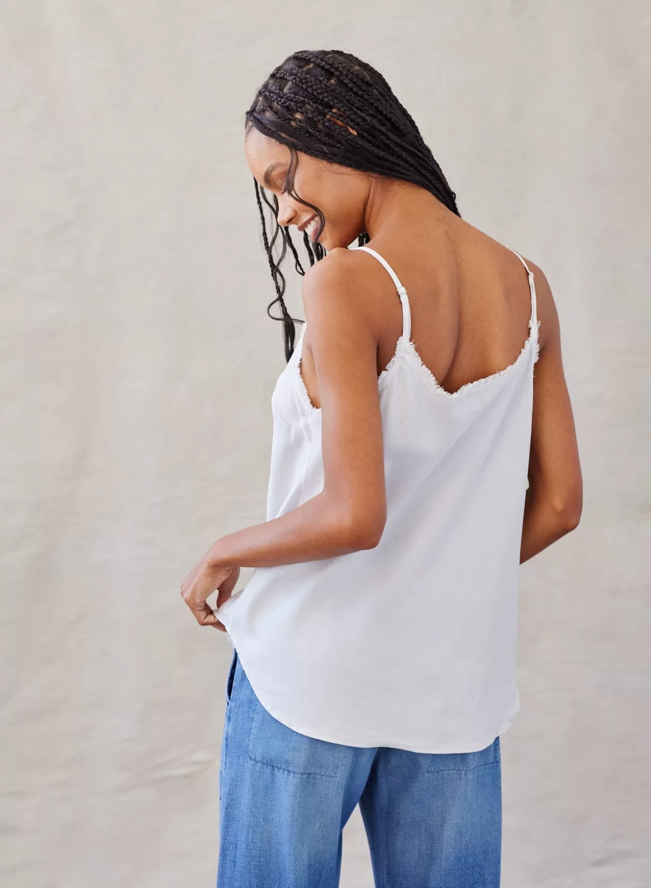 Bella Dahl Sleeveless^Frayed Tencel Cami - Foggy Sky