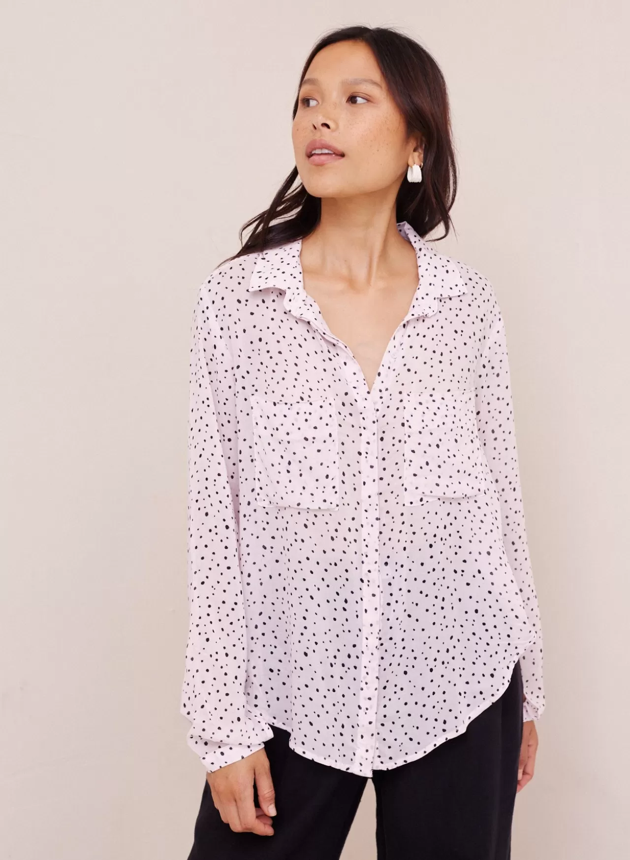 Bella Dahl Button Down^Full Button Down Hipster Shirt - Petite Dots Print