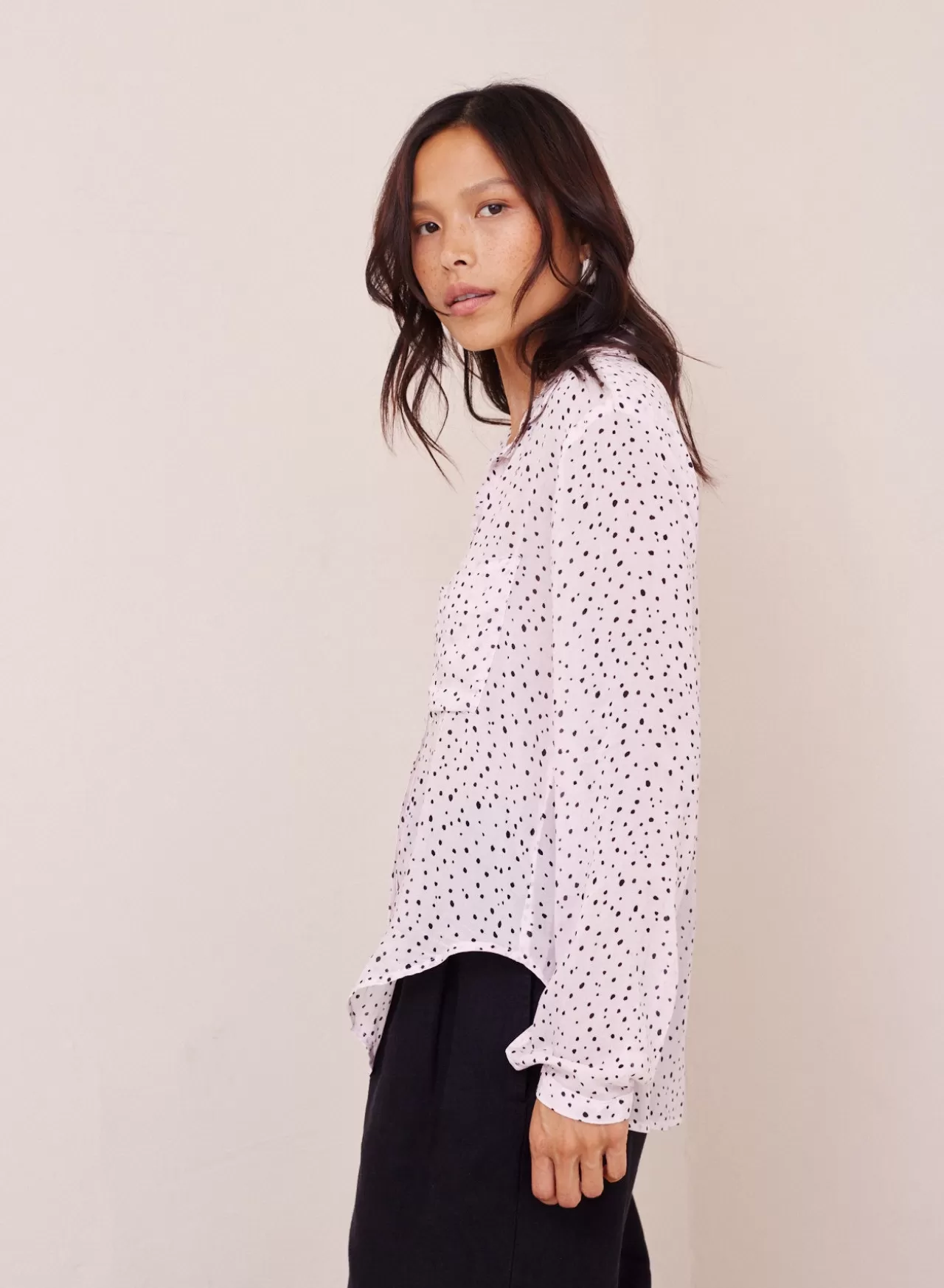Bella Dahl Button Down^Full Button Down Hipster Shirt - Petite Dots Print