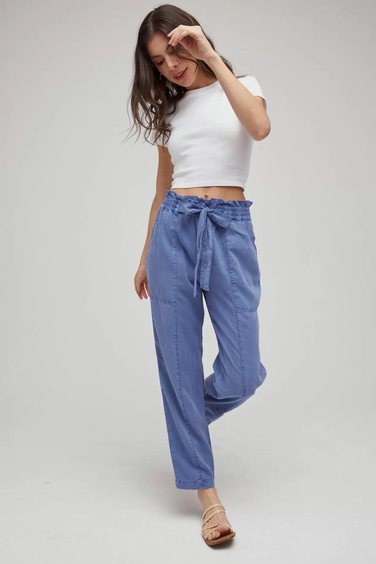 Bella Dahl Pants^High Waisted Seam Pants W/ Sash - Mykonos Blue