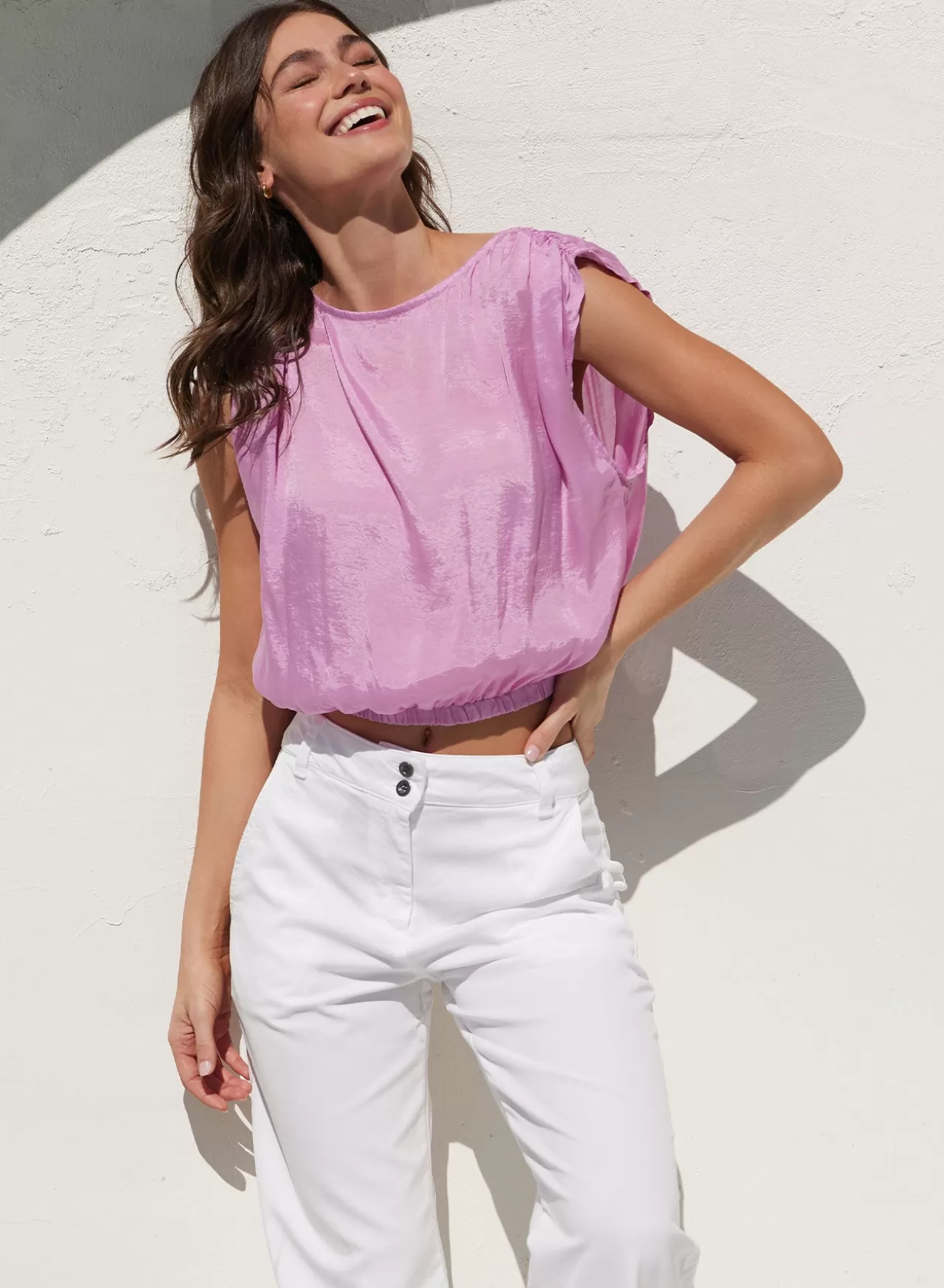 Bella Dahl Sleeveless^Keyhole Back Tencel Tee - Orchid Glow