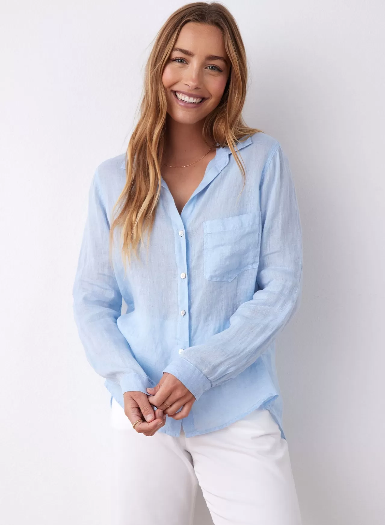 Bella Dahl Button Down^Linen Pocket Button Down - Seaside