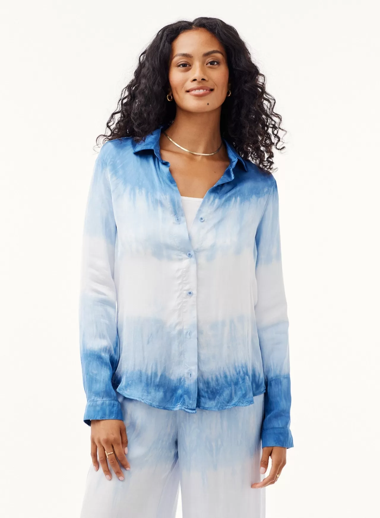 Bella Dahl Long Sleeve^Long Sleeve Classic Button Down - Mykonos Stripe Dye