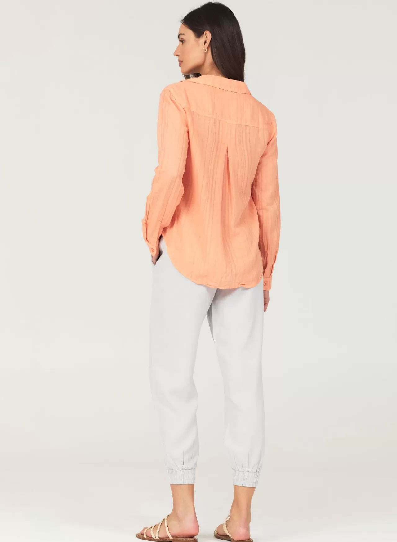 Bella Dahl Long Sleeve^Long Sleeve Classic Button Down - Orange Nectar