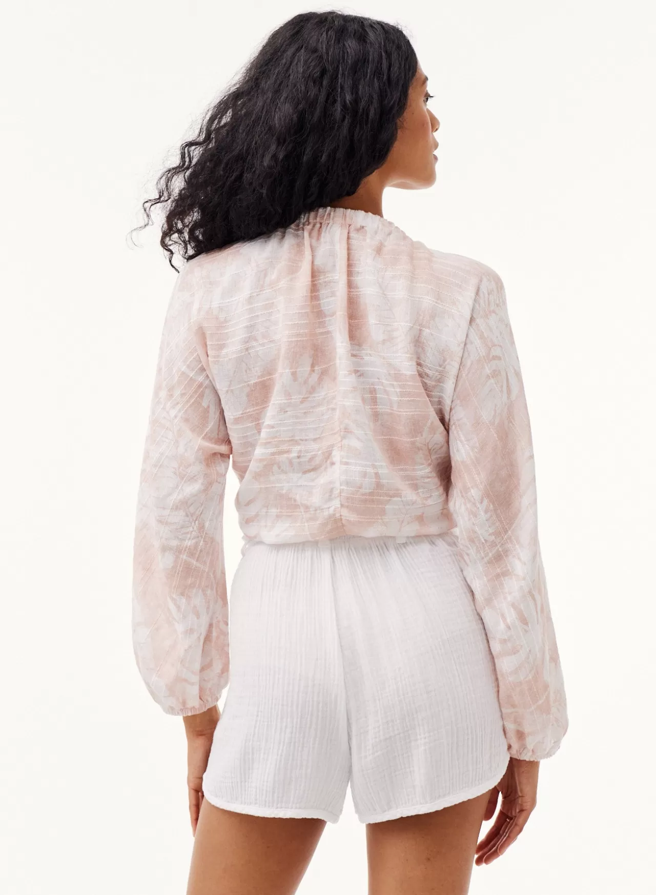 Bella Dahl Long Sleeve^Long Sleeve Tie Front Top - Kyra Palm Print