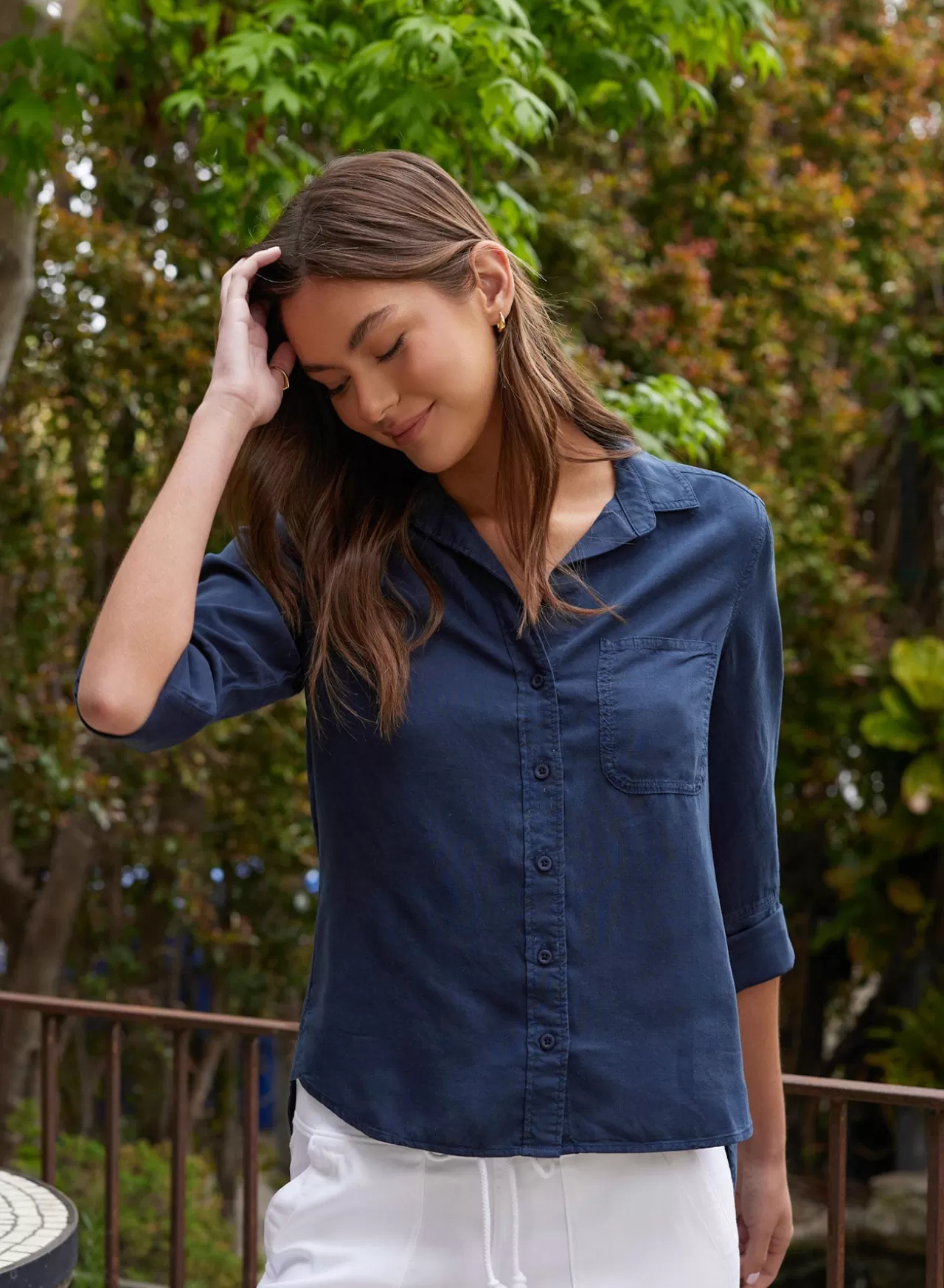 Bella Dahl Long Sleeve^Shirt Tail Button Down - Endless Sea