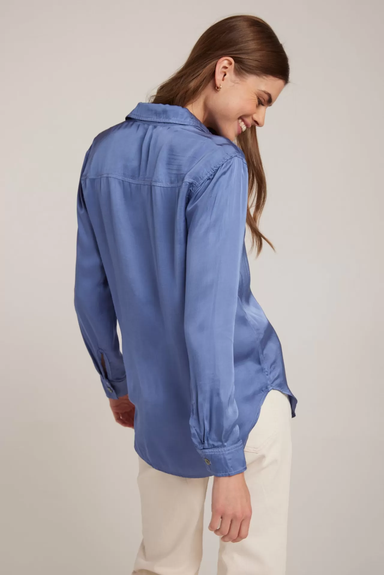 Bella Dahl Button Down^Silky Button Down Shirt - Polar Blue