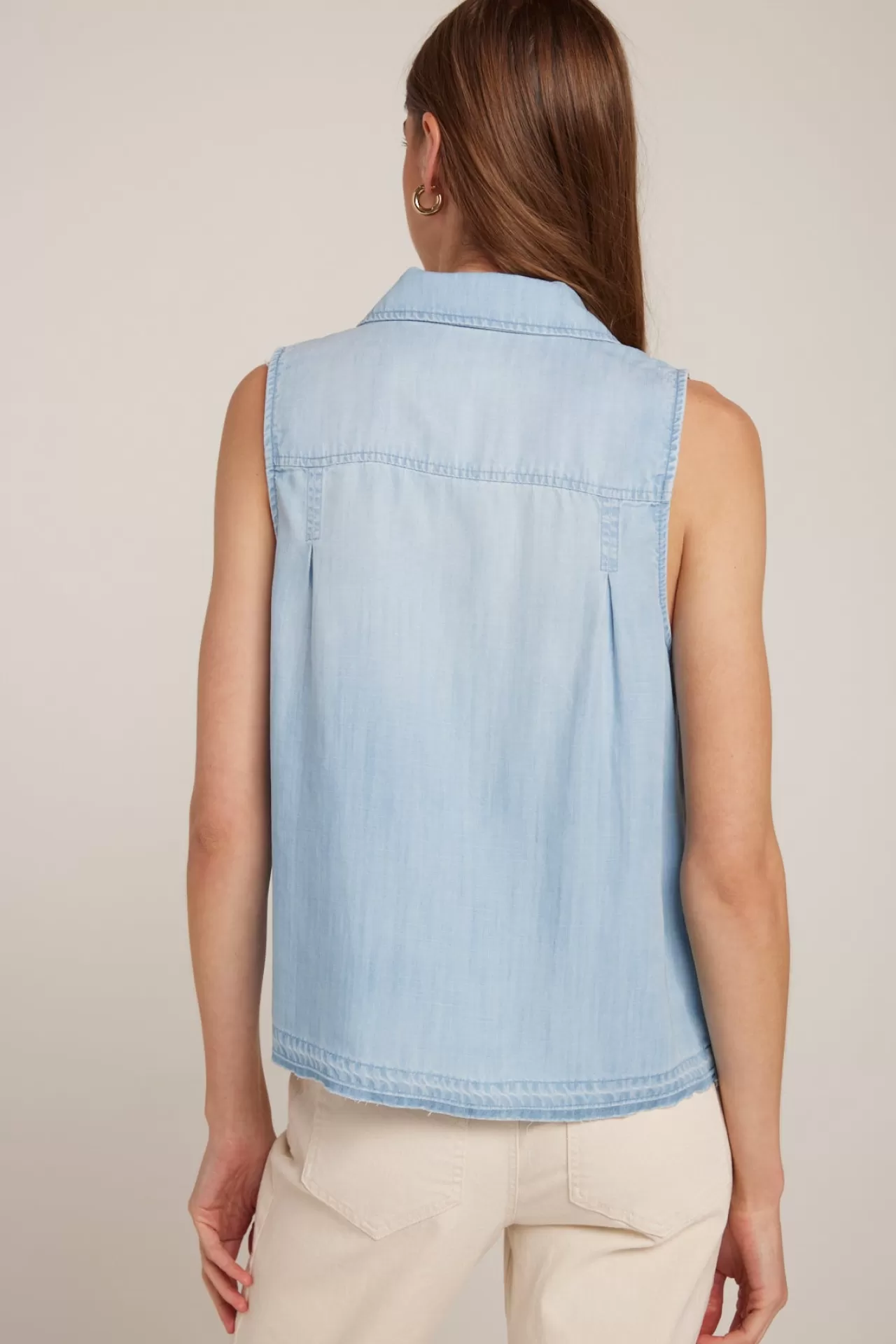 Bella Dahl Button Down^Sleeveless Button Down Top - Salt Spray Wash