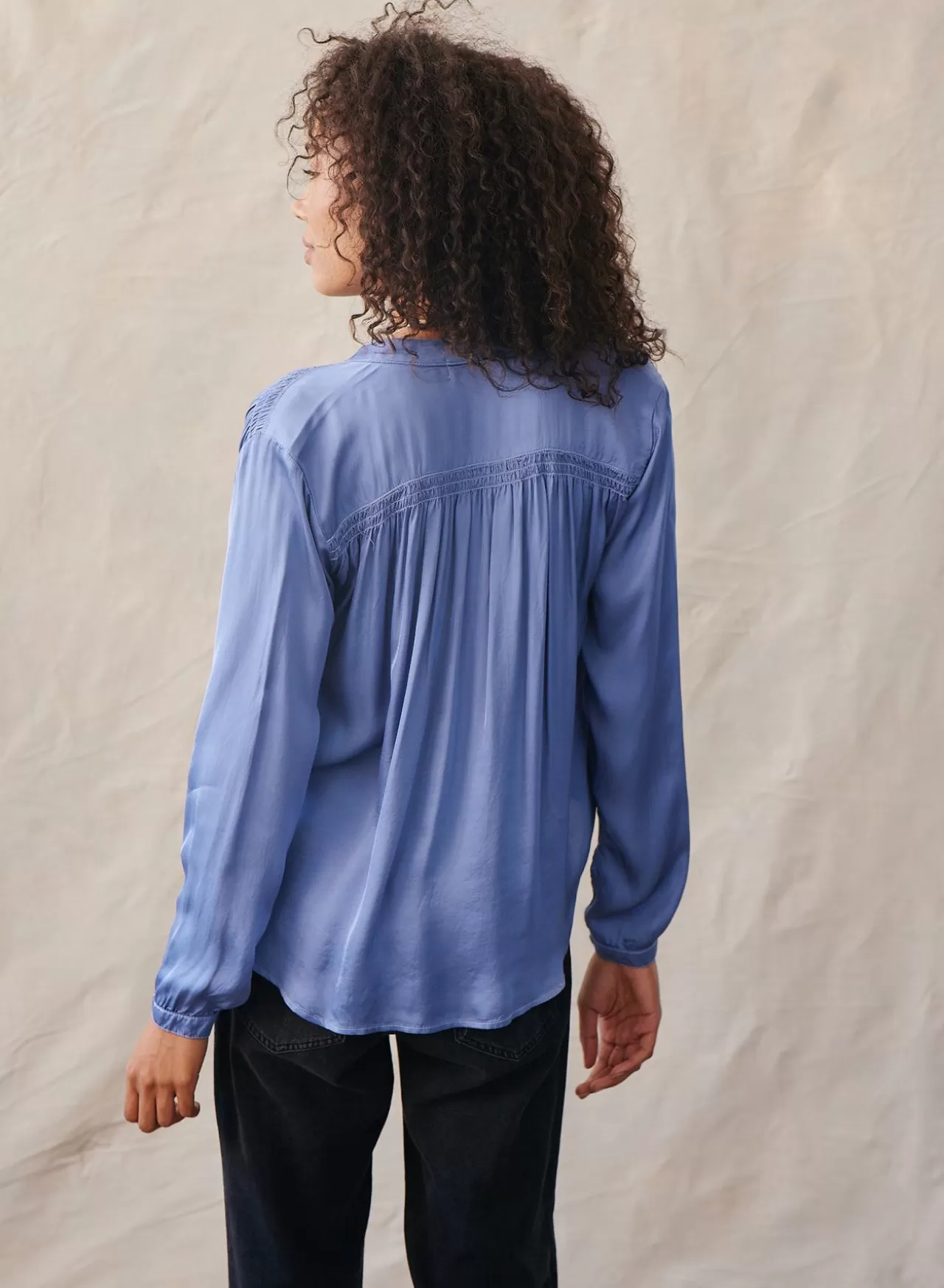Bella Dahl Button Down^Smocked Button Down Shirt - Polar Blue