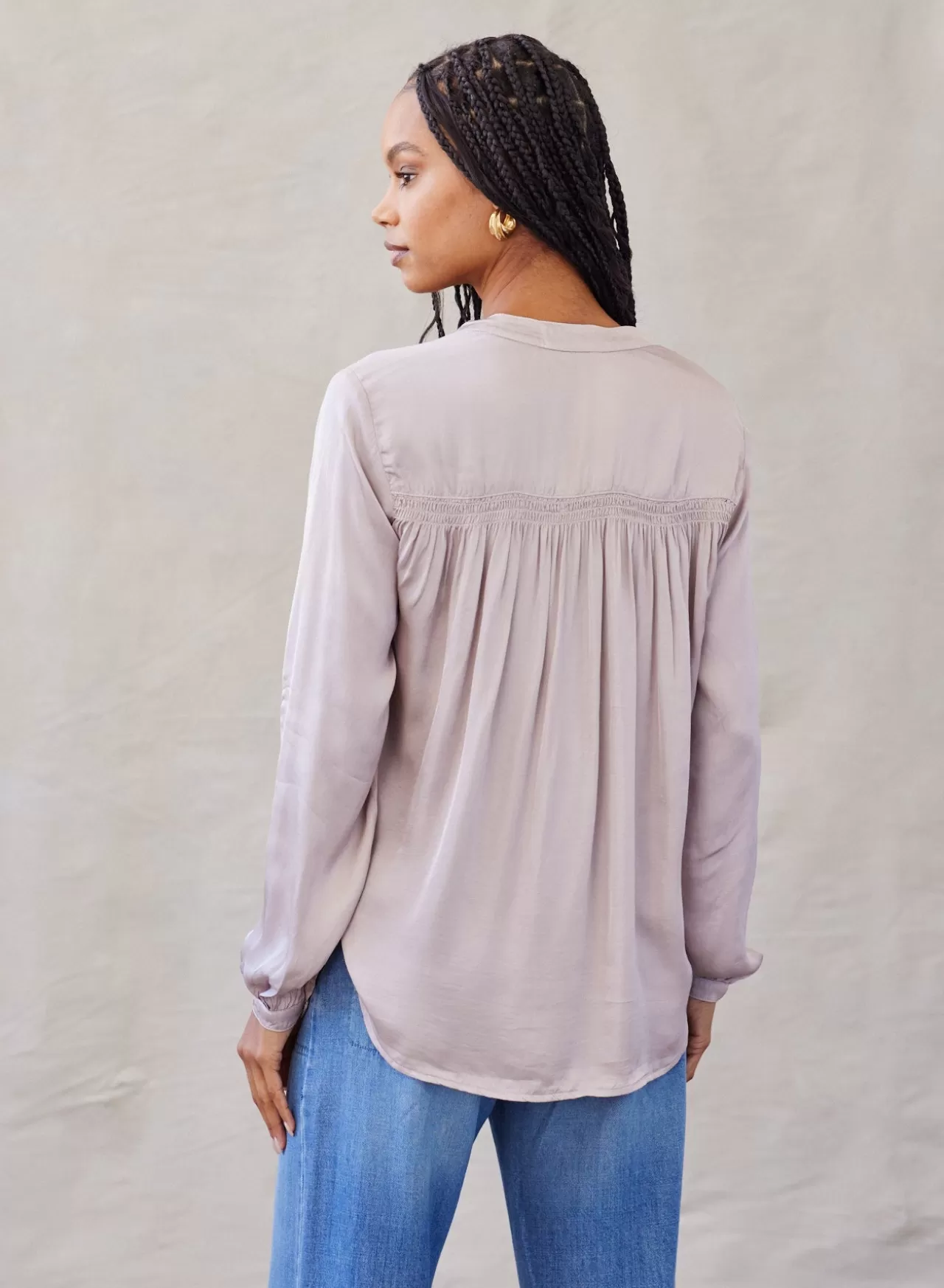 Bella Dahl Button Down^Smocked Button Down Shirt - Golden Oat
