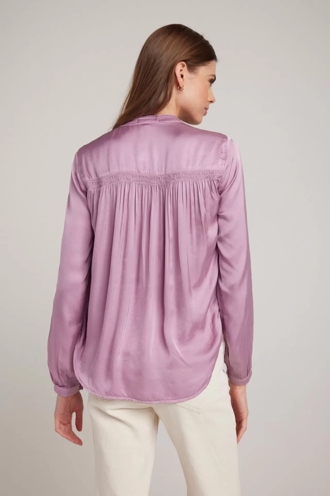Bella Dahl Button Down^Smocked Button Down Shirt - Icy Orchid