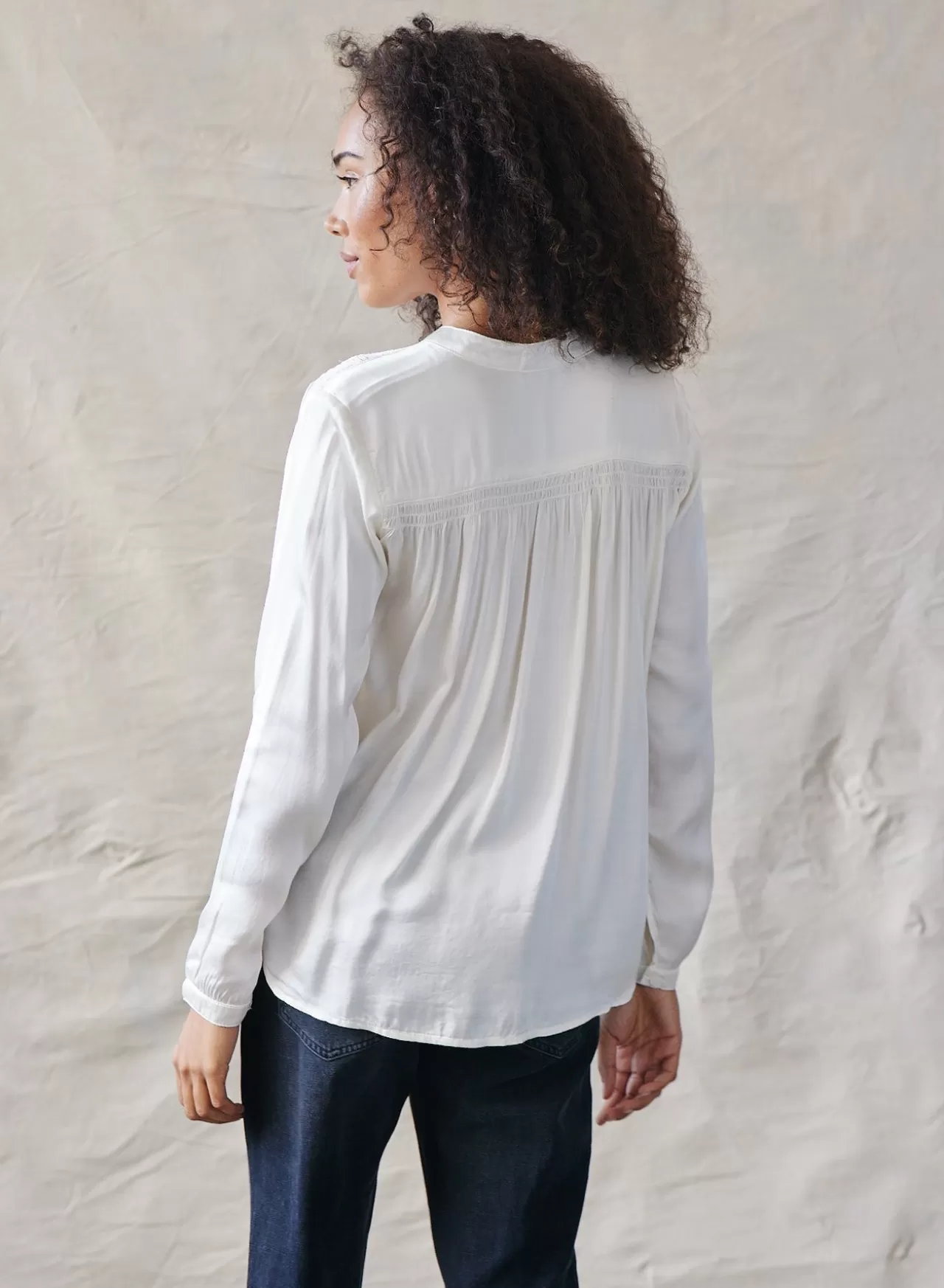 Bella Dahl Button Down^Smocked Button Down Shirt - Winter White