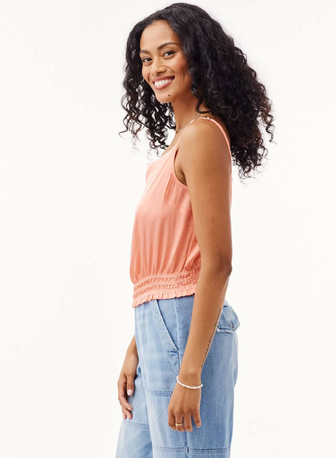 Bella Dahl Sleeveless^Smocked Waist Cami - Sunlit Coral