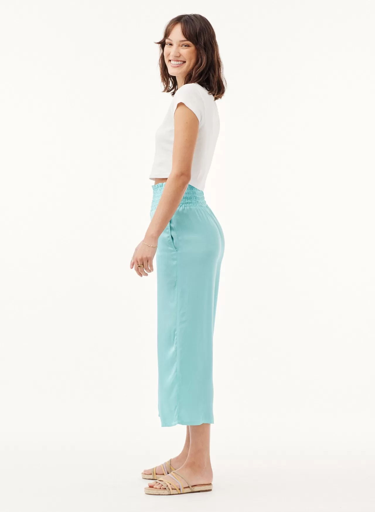 Bella Dahl Pants^Smocked Wide Leg Crop Pants - Crystal Water