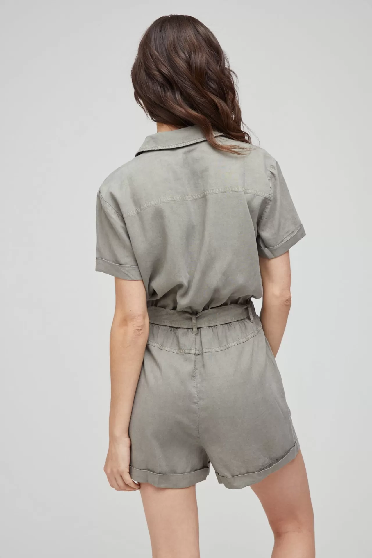 Bella Dahl Jumpsuits & Rompers^Utility Rolled Hem Tencel Romper - Soft Army