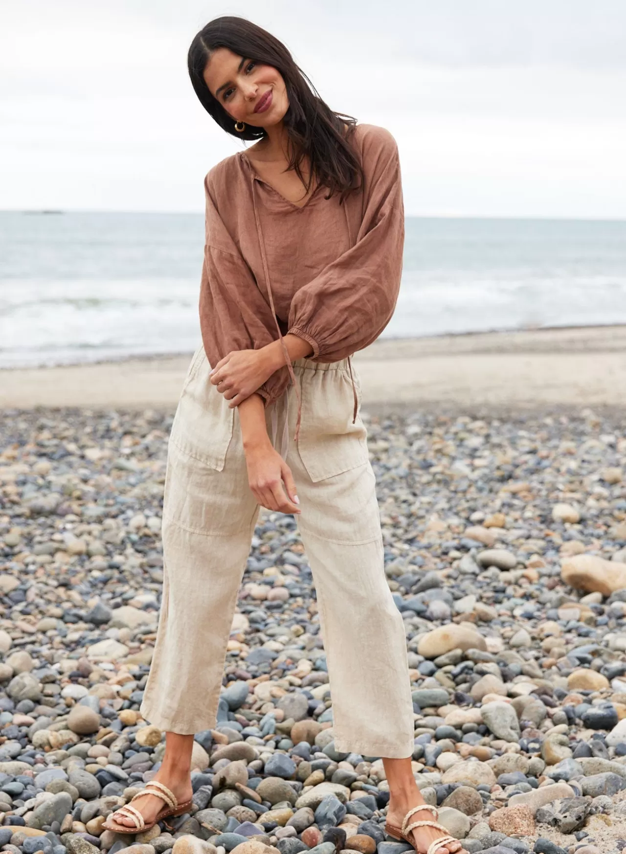 Bella Dahl Pants^Utility Tie Waist Linen Trouser - Paloma Sand
