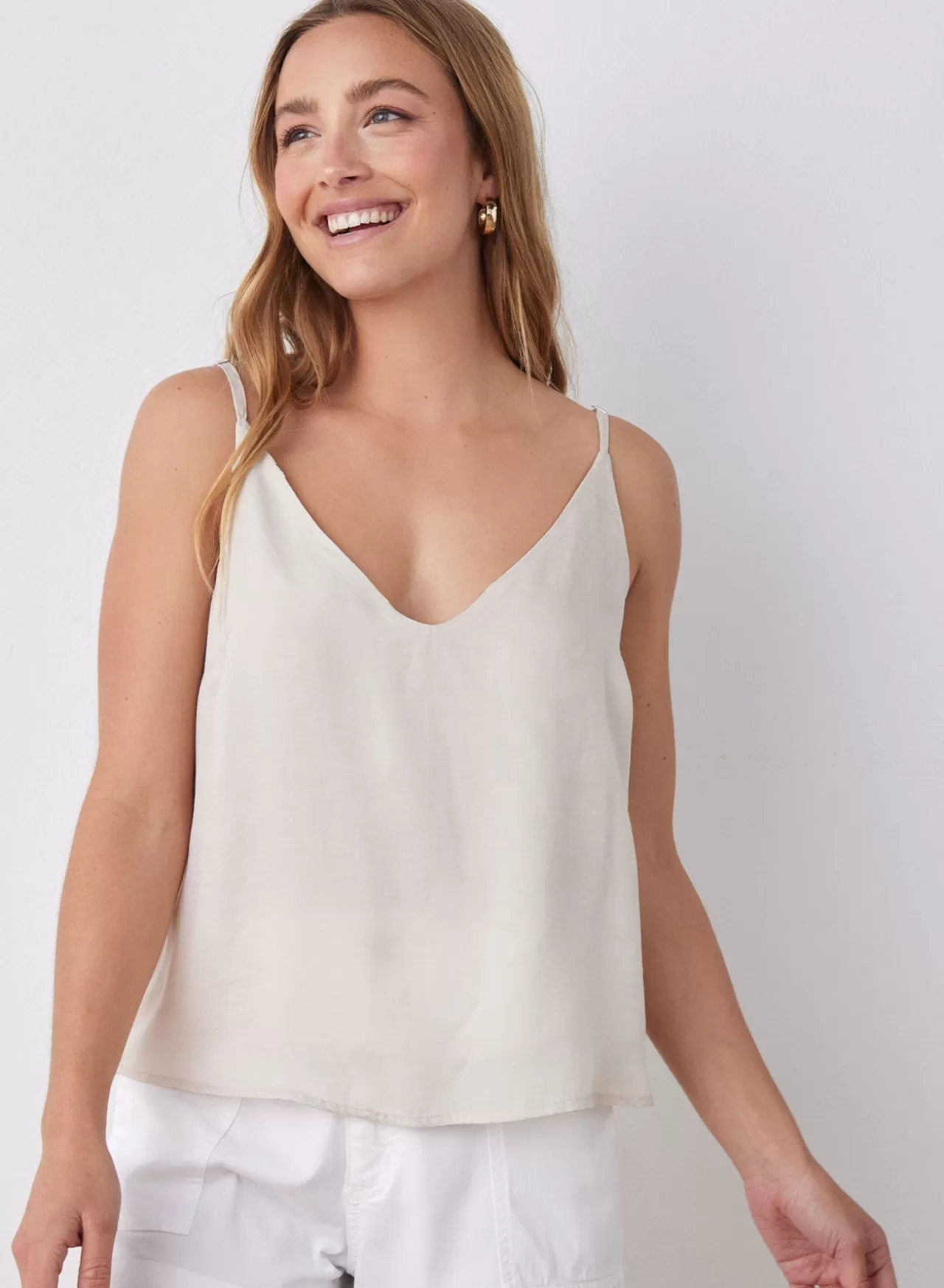 Bella Dahl Sleeveless^V-Neck Tencel Cami - Summer Ivory