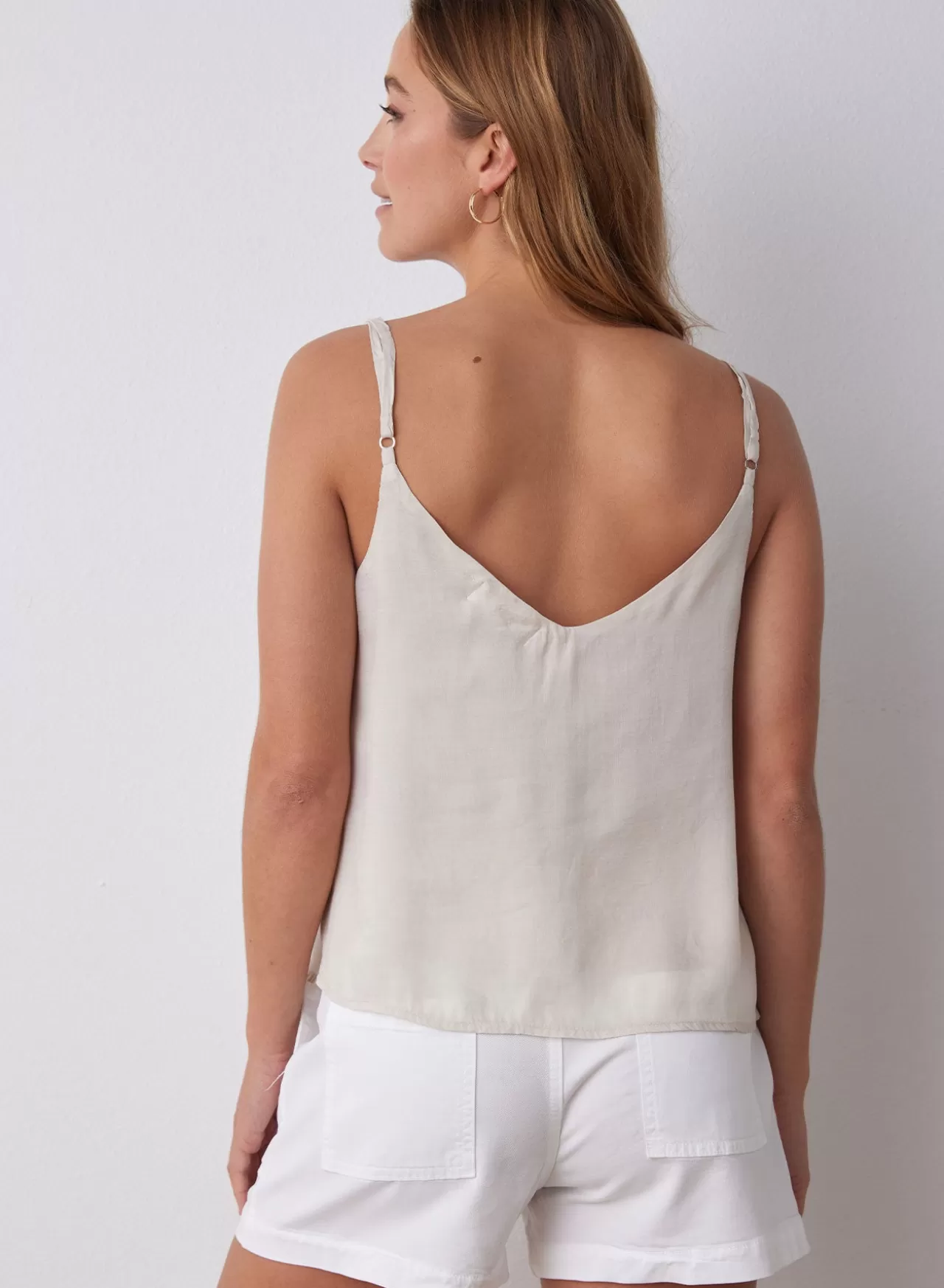 Bella Dahl Sleeveless^V-Neck Tencel Cami - Summer Ivory
