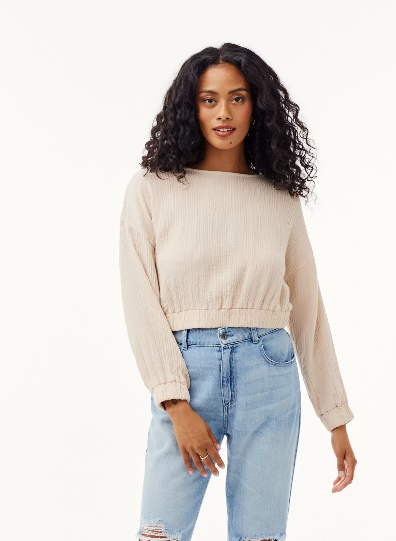 Bella Dahl Long Sleeve^Wrap Back Long Sleeve Blouse - Sandal Wood
