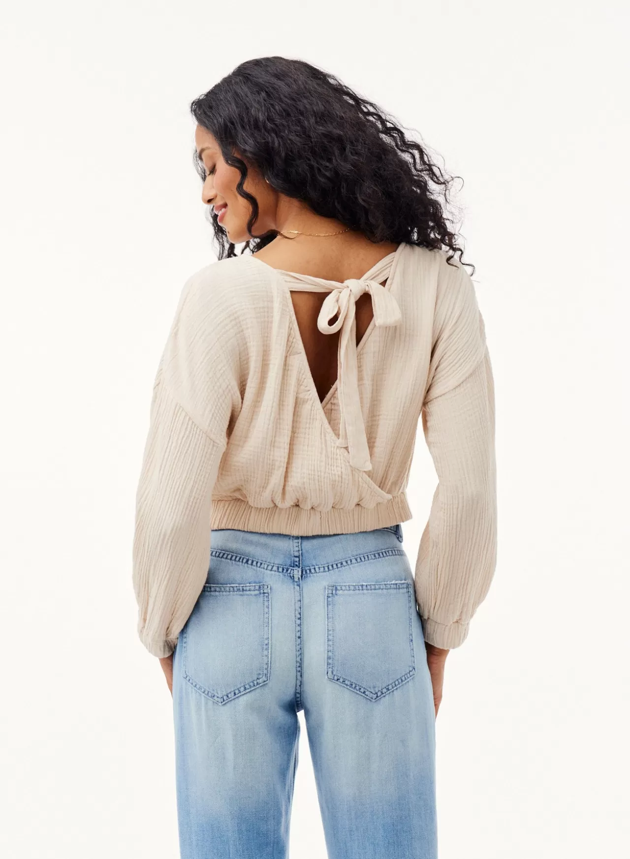 Bella Dahl Long Sleeve^Wrap Back Long Sleeve Blouse - Sandal Wood