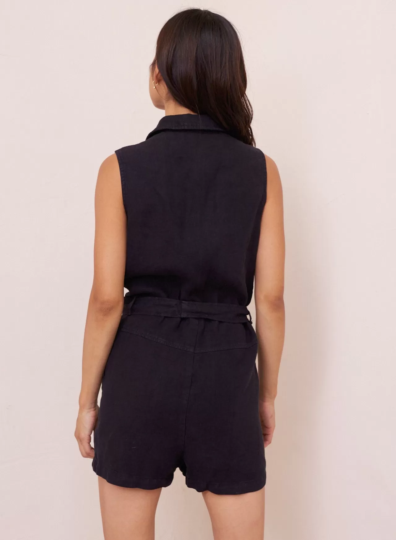 Bella Dahl Jumpsuits & Rompers^Zip Front Linen Romper - Black